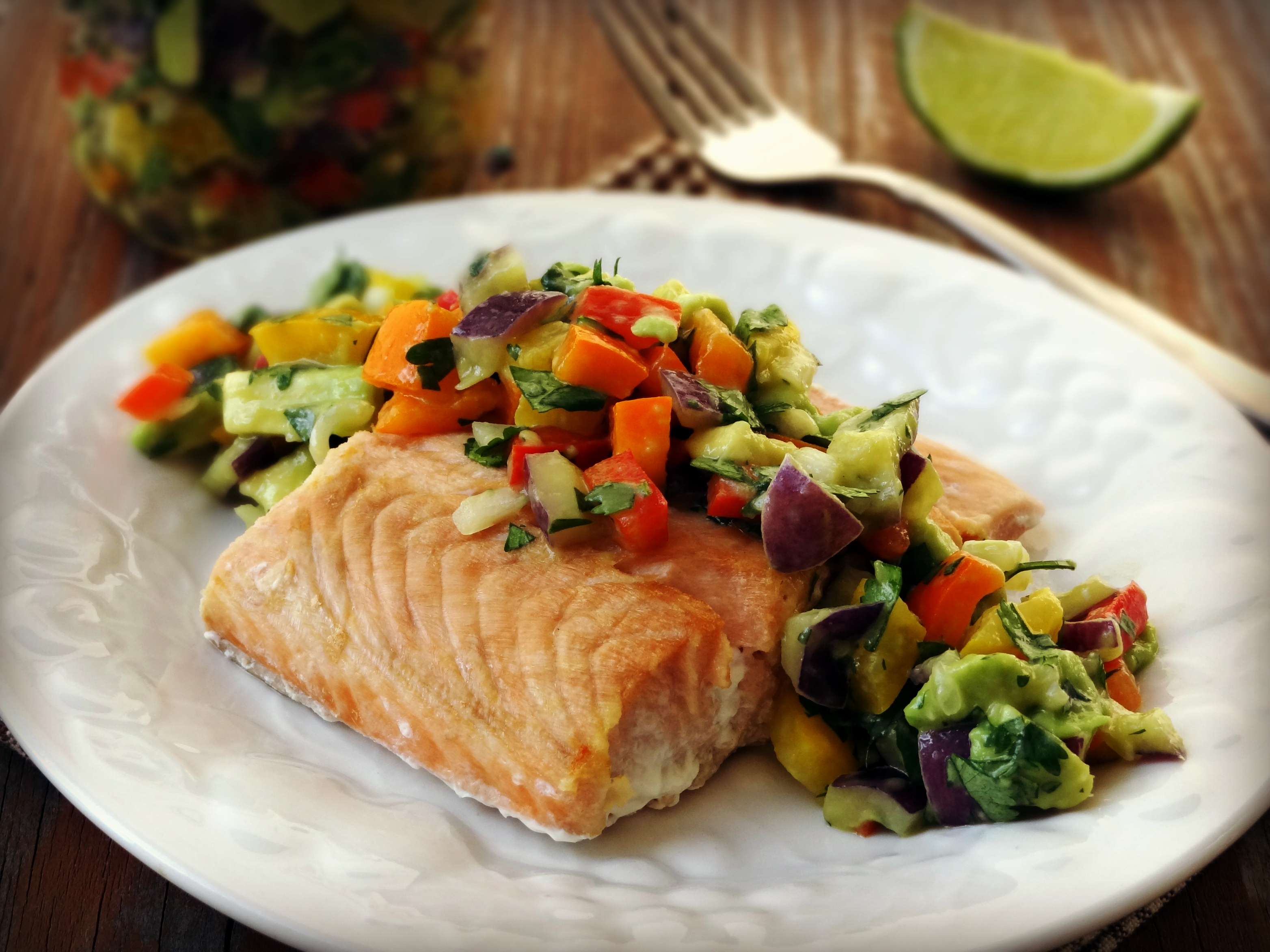 Oven Baked Salmon with Bell Pepper Salsa