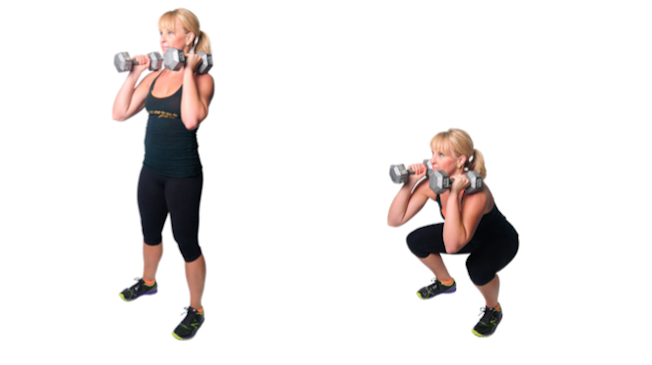 DB Double Front Squat | healthylivinghowto.com