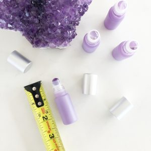 5-ml Essential Oil Bottle with Amethyst Gemstone Roll-On and Matte Silver Cap